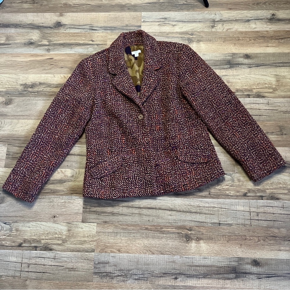 J.Jill Wool Mix Multi Color Blazer Coat Ladies Size 10
